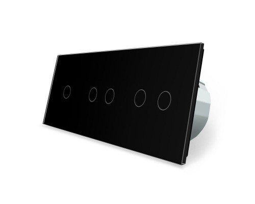 Сенсорный выключатель 5 сенсоров (1-2-2) черный стекло Livolo (VL-C701/C702/C702-12)