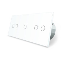 Сенсорный выключатель 5 сенсоров (2-1-2) белый стекло Livolo (VL-C702/C701/C702-11)