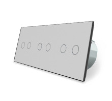 Сенсорный выключатель 6 сенсоров (2-2-2) серый стекло Livolo (VL-C702/C702/C702-15)