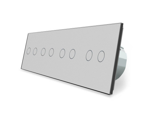 Сенсорный выключатель 8 сенсоров (2-2-2-2) серый стекло Livolo (VL-C708-15)