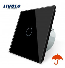 Сенсорный выключатель с защитой от брызг черный стекло Livolo (VL-C701IP-12)