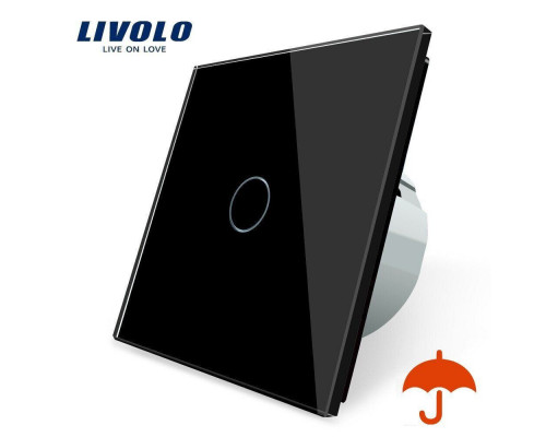 Сенсорный выключатель с защитой от брызг черный стекло Livolo (VL-C701IP-12)
