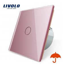 Сенсорный выключатель с защитой от брызг розовый стекло Livolo (VL-C701IP-17)