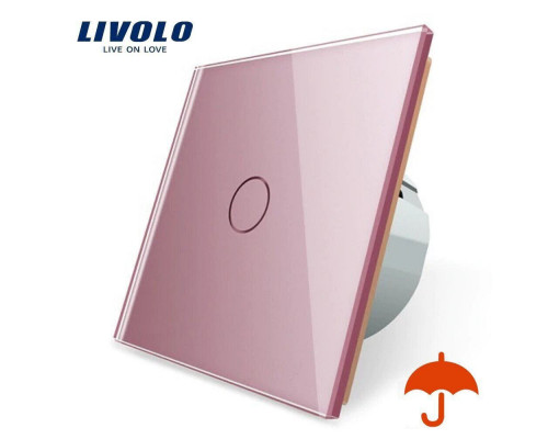 Сенсорный выключатель с защитой от брызг розовый стекло Livolo (VL-C701IP-17)