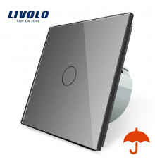 Сенсорный выключатель с защитой от брызг серый стекло Livolo (VL-C701IP-15)