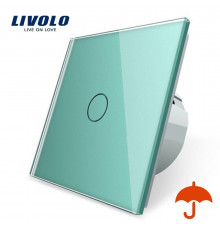 Сенсорный выключатель с защитой от брызг зеленый стекло Livolo (VL-C701IP-18)