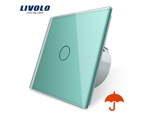 Сенсорный выключатель с защитой от брызг зеленый стекло Livolo (VL-C701IP-18)