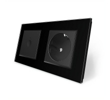 Сенсорный выключатель Sense 1 сенсор 1 розетка черный стекло Livolo (VL-C7FC1/FCTC16A-4BP)