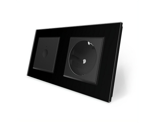 Сенсорный выключатель Sense 1 сенсор 1 розетка черный стекло Livolo (VL-C7FC1/FCTC16A-4BP)