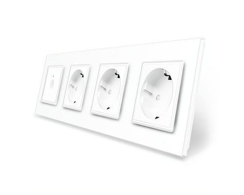 Сенсорный выключатель Sense 1 сенсор 3 розетки белый стекло Livolo (VL-C7FC1/FCTC16A/FCTC16A/FCTC16A-8WP)