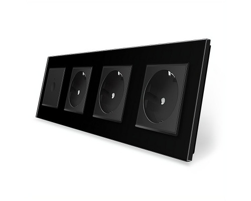 Сенсорный выключатель Sense 1 сенсор 3 розетки черный стекло Livolo (VL-C7FC1/FCTC16A/FCTC16A/FCTC16A-8BP)