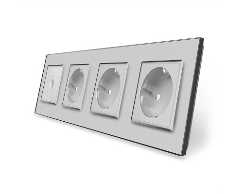 Сенсорный выключатель Sense 1 сенсор 3 розетки серый стекло Livolo (VL-C7FC1/FCTC16A/FCTC16A/FCTC16A-8IP)