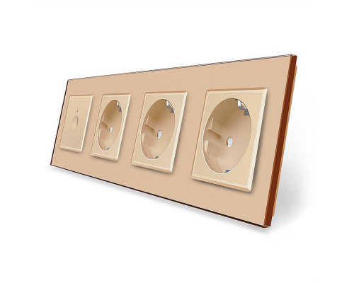 Сенсорный выключатель Sense 1 сенсор 3 розетки золотой стекло Livolo (VL-C7FC1/FCTC16A/FCTC16A/FCTC16A-8AP)
