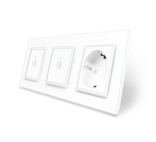 Сенсорный выключатель Sense 2 сенсора (1-1) 1 розетка белый стекло Livolo (VL-C7FC1/FC1/FCTC16A-6WP)