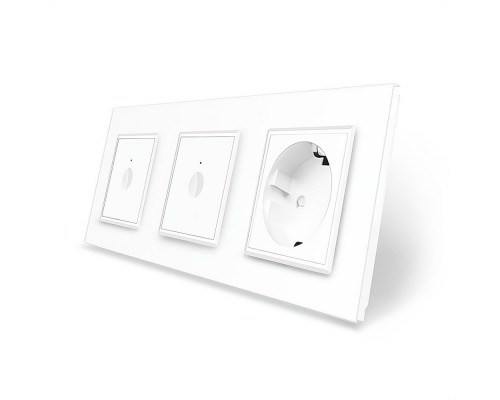 Сенсорный выключатель Sense 2 сенсора (1-1) 1 розетка белый стекло Livolo (VL-C7FC1/FC1/FCTC16A-6WP)