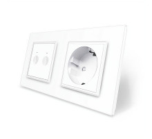 Сенсорный выключатель Sense 2 сенсора 1 розетка белый стекло Livolo (VL-C7FC2/FCTC16A-4WP)