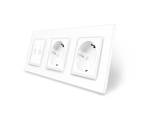 Сенсорный выключатель Sense 2 сенсора 2 розетки белый стекло Livolo (VL-C7FC2/FCTC16A/FCTC16A-6WP)