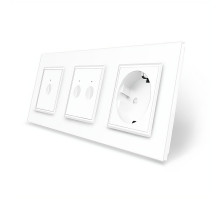Сенсорный выключатель Sense 3 сенсора (1-2) 1 розетка белый стекло Livolo (VL-C7FC1/FC2/FCTC16A-6WP)