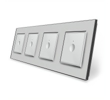 Сенсорный выключатель Sense 4 сенсора (1-1-1-1) серый стекло Livolo (VL-C7FC1/FC1/FC1/FC1-8IP)