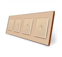 Сенсорный выключатель Sense 4 сенсора (1-1-1-1) золотой стекло Livolo (VL-C7FC1/FC1/FC1/FC1-8AP)