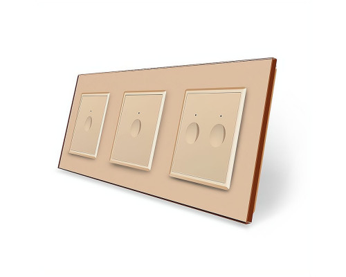 Сенсорный выключатель Sense 4 сенсора (1-1-2) золотой стекло Livolo (VL-C7FC1/FC1/FC2-6AP)