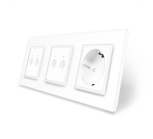 Сенсорный выключатель Sense 4 сенсора (2-2) 1 розетка белый стекло Livolo (VL-C7FC2/FC2/FCTC16A-6WP)
