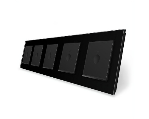 Сенсорный выключатель Sense 5 сенсоров (1-1-1-1-1) черный стекло Livolo (VL-C7FC1/FC1/FC1/FC1/FC1-10BP)