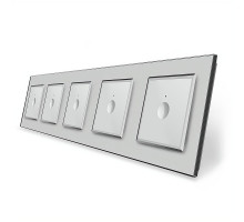 Сенсорный выключатель Sense 5 сенсоров (1-1-1-1-1) серый стекло Livolo (VL-C7FC1/FC1/FC1/FC1/FC1-10IP)