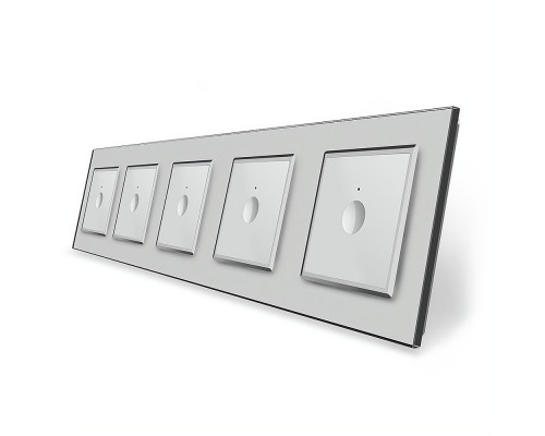 Сенсорный выключатель Sense 5 сенсоров (1-1-1-1-1) серый стекло Livolo (VL-C7FC1/FC1/FC1/FC1/FC1-10IP)