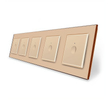 Сенсорный выключатель Sense 5 сенсоров (1-1-1-1-1) золотой стекло Livolo (VL-C7FC1/FC1/FC1/FC1/FC1-10AP)