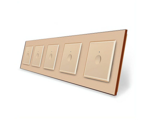 Сенсорный выключатель Sense 5 сенсоров (1-1-1-1-1) золотой стекло Livolo (VL-C7FC1/FC1/FC1/FC1/FC1-10AP)