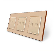 Сенсорный выключатель Sense 5 сенсоров (1-2-2) золотой стекло Livolo (VL-C7FC1/FC2/FC2-6AP)