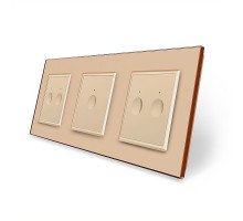 Сенсорный выключатель Sense 5 сенсоров (2-1-2) золотой стекло Livolo (VL-C7FC2/FC1/FC2-6AP)