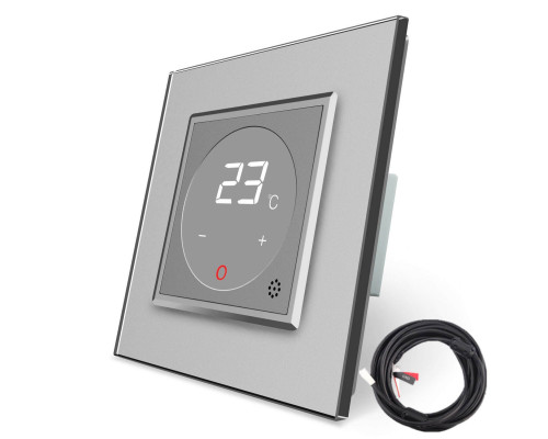 Терморегулятор с выносним датчиком температуры для теплых полов серый Livolo (VL-C701TM2-15)