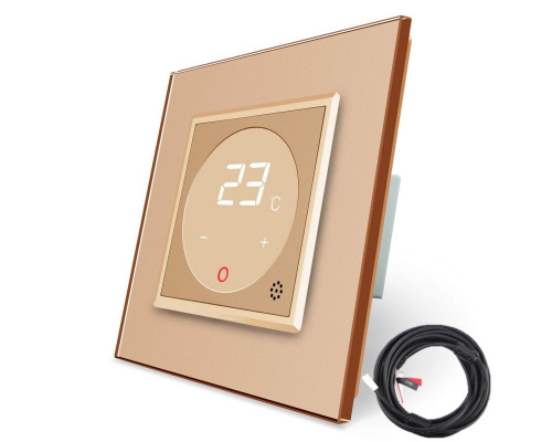 Терморегулятор с выносним датчиком температуры для теплых полов золото Livolo (VL-C701TM2-13)