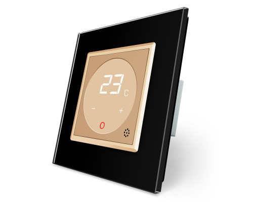 Терморегулятор со встроенным датчиком температуры черный золото Livolo (VL-C701TM-12/13)