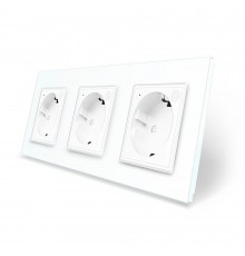 Трехместная умная розетка ZigBee с заземлением белый Livolo (VL-C7FCTC16AZ-6WP)