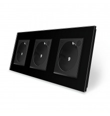 Трехместная умная розетка ZigBee с заземлением черный Livolo (VL-C7FCTC16AZ-6BP)