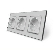 Трехместная умная розетка ZigBee с заземлением серый Livolo (VL-C7FCTC16AZ-6IP)