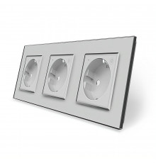 Трехместная умная розетка ZigBee с заземлением серый Livolo (VL-C7FCTC16AZ-6IP)