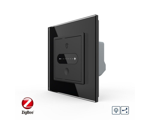 Умный сенсорный проходной диммер черный ZigBee Livolo (VL-C7FC1SDZ-2BP)
