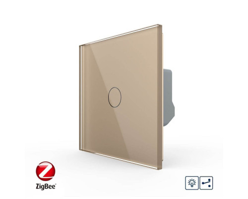 Умный сенсорный проходной диммер золотой ZigBee Livolo (VL-C7FC1SD1Z-2GAP)