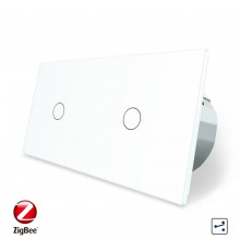 Умный сенсорный проходной выключатель 2 сенсора (1-1) белый стекло Livolo (VL-C701SZ/C701SZ-11)