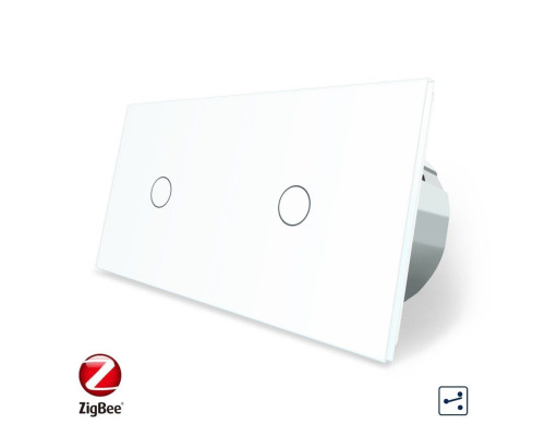 Умный сенсорный проходной выключатель 2 сенсора (1-1) белый стекло Livolo (VL-C701SZ/C701SZ-11)