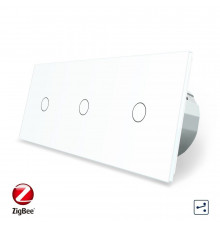 Умный сенсорный проходной выключатель 3 сенсора (1-1-1) белый стекло Livolo (VL-C703SZ-11)