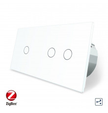 Умный сенсорный проходной выключатель 3 сенсора (1-2) белый стекло Livolo (VL-C701SZ/C702SZ-11)