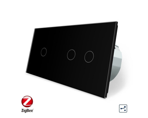 Умный сенсорный проходной выключатель 3 сенсора (1-2) черный стекло Livolo (VL-C701SZ/C702SZ-12)