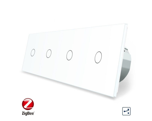 Умный сенсорный проходной выключатель 4 сенсора (1-1-1-1) белый стекло Livolo (VL-C704SZ-11)