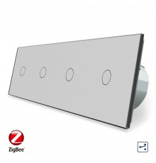 Умный сенсорный проходной выключатель 4 сенсора (1-1-1-1) серый стекло Livolo (VL-C704SZ-15)
