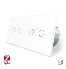 Умный сенсорный проходной выключатель 4 сенсора (2-2) белый стекло Livolo (VL-C702SZ/C702SZ-11)